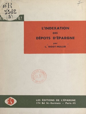 cover image of L'indexation des dépôts d'épargne